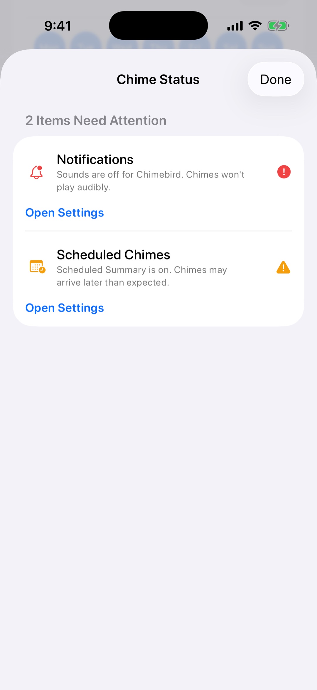 Health check dashboard with one-tap fixes