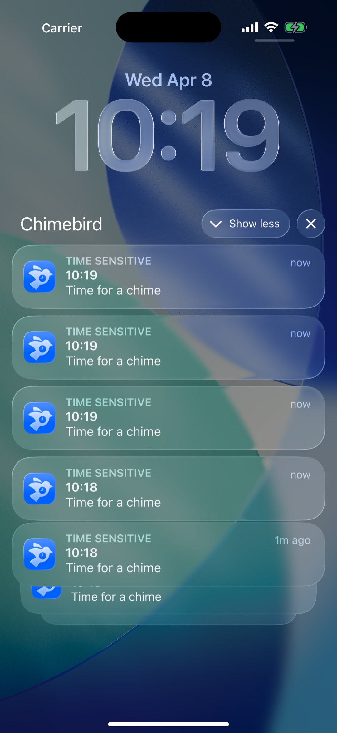 Other chime apps stack notifications on the lock screen